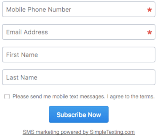 SimpleTexting review - SimpleTexting web forms